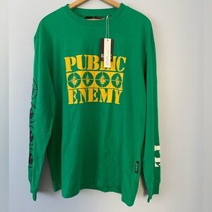 NWT Public Enemy x Berksha Long Sleeve Shirt Size Small Band Tee Graphic Tee